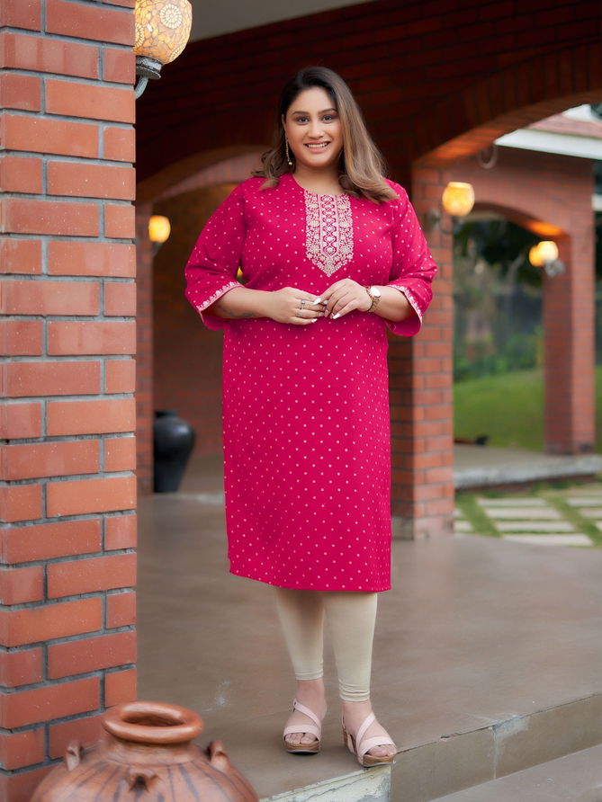 Plus Ghazal By Aanchi Straight Cut Neck Embroidery Kurtis Wholesale Price